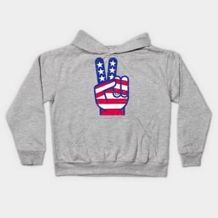 PATRIOTIC PEACE SIGN RED WHITE AND BLUE RETRO Kids Hoodie